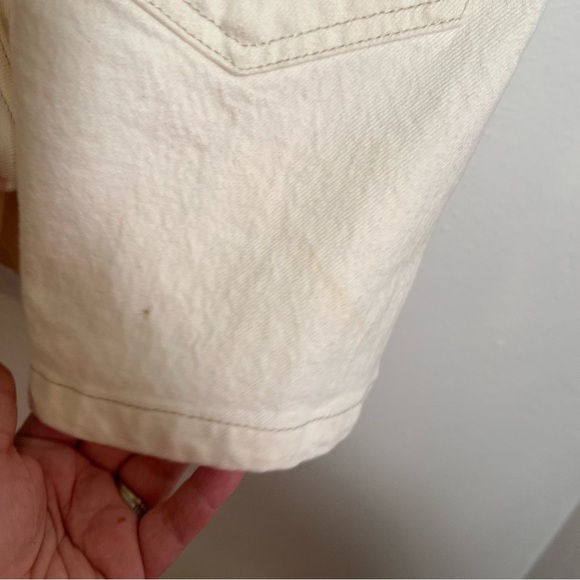 Abercrombie & Fitch The Dad Short High Rise White Faux Leather Denim 27/4 - Picture 11 of 13